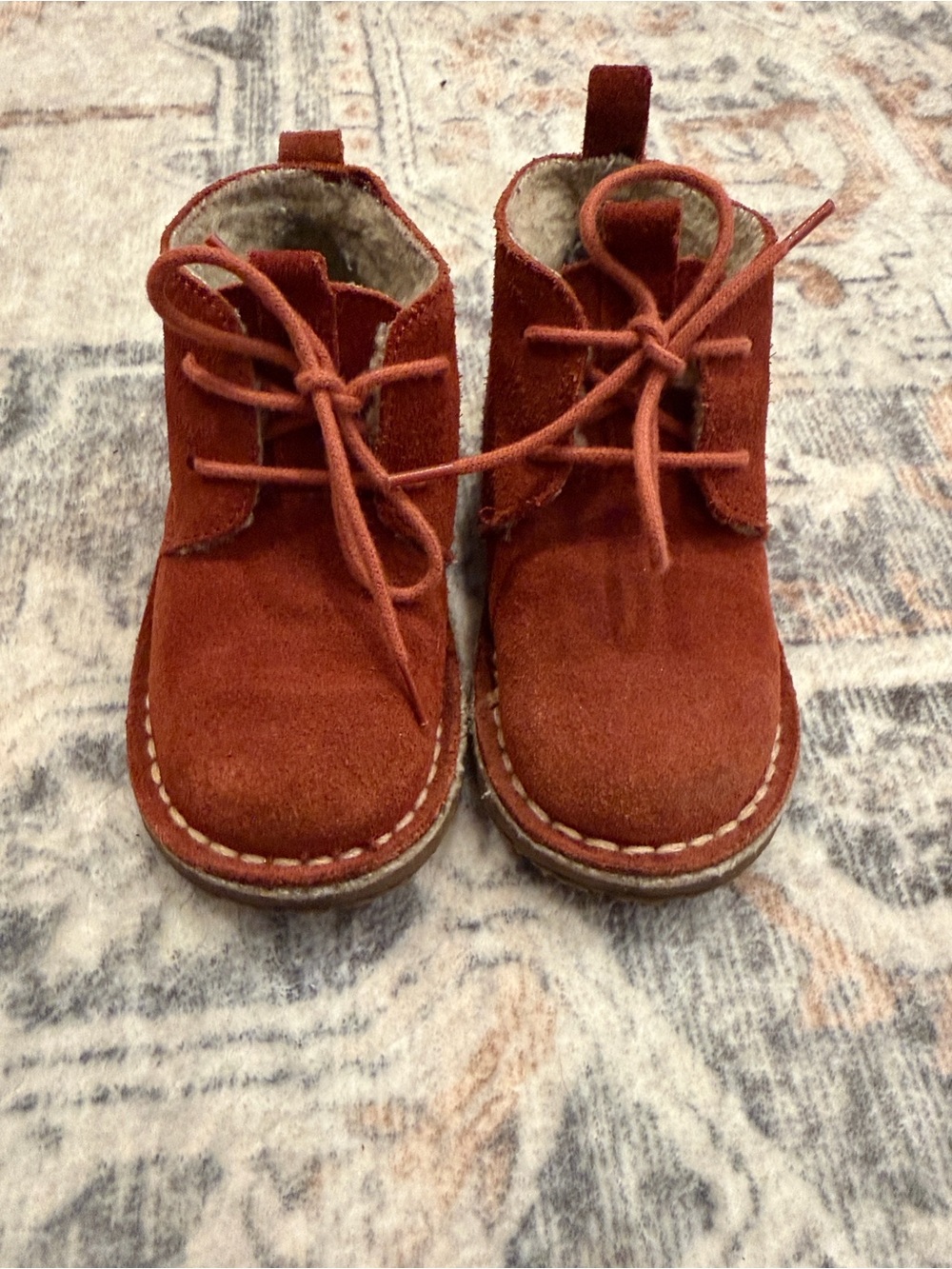 Zara Toddler Rust Red Suede Lace-Up Boots